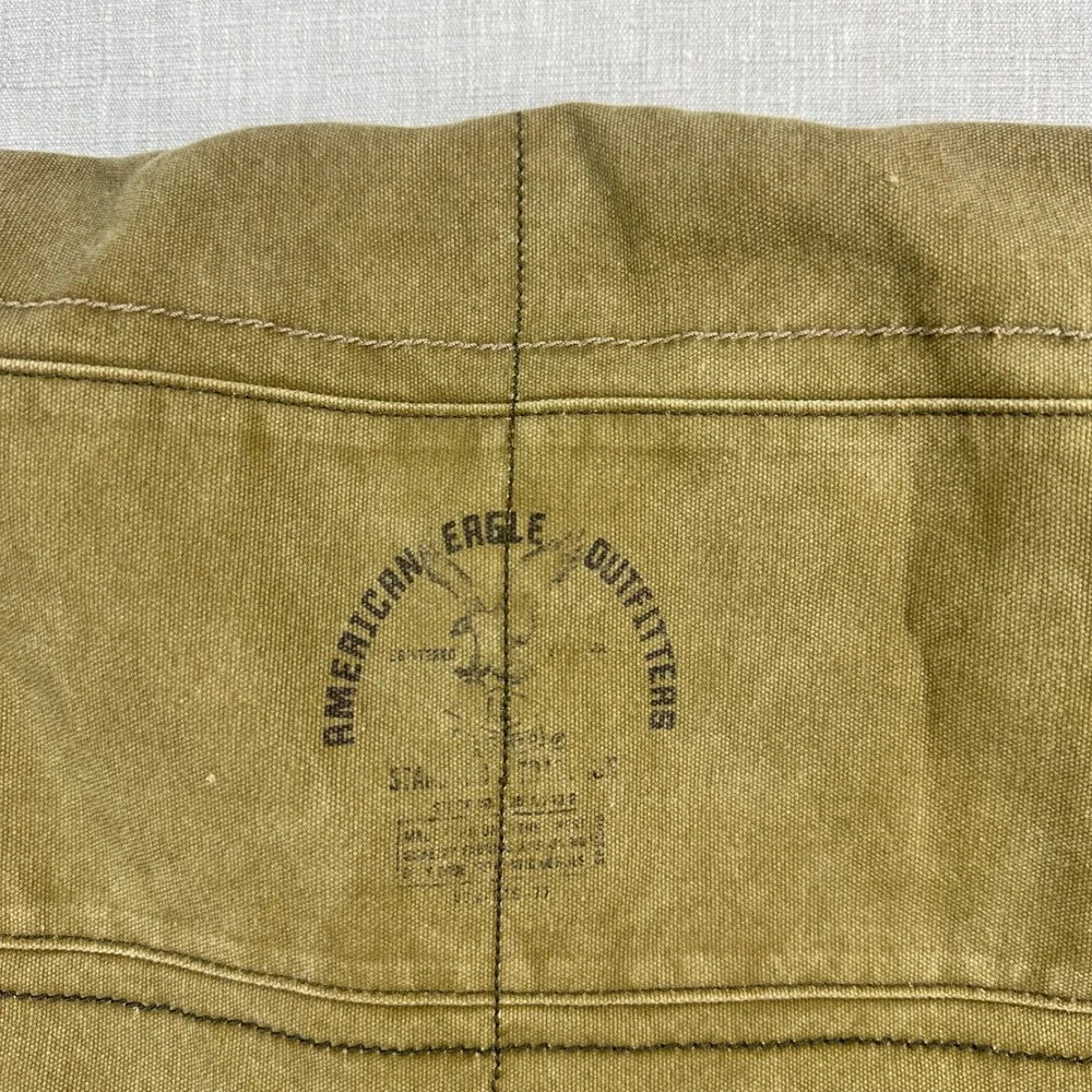Vtg American Eagle Messenger Bag Khaki Canvas Utility Crossbody Adjustable Strap